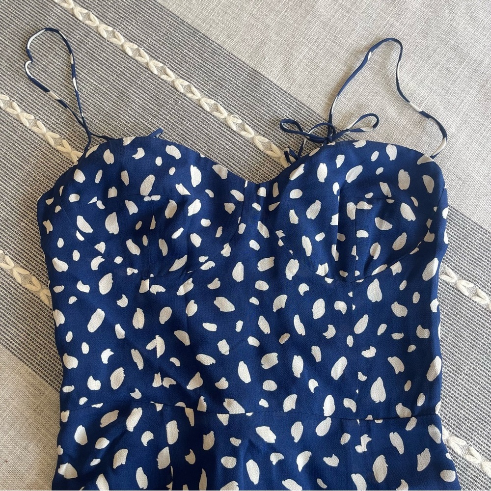 Reformation Juliette Dress in Moray Blue Dots Size 10 - Picture 6 of 9